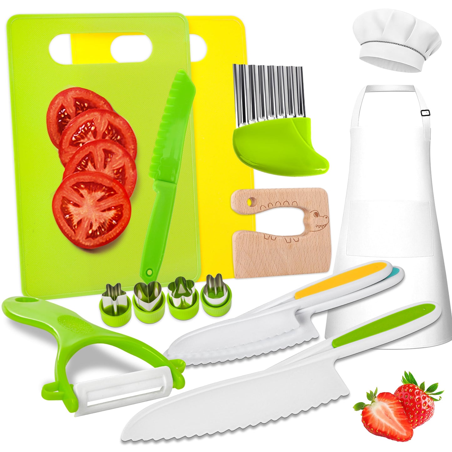 LWWTBS Kids Knife Set – Real Cooking 15-Piece Montessori Kitchen Toys for Toddlers