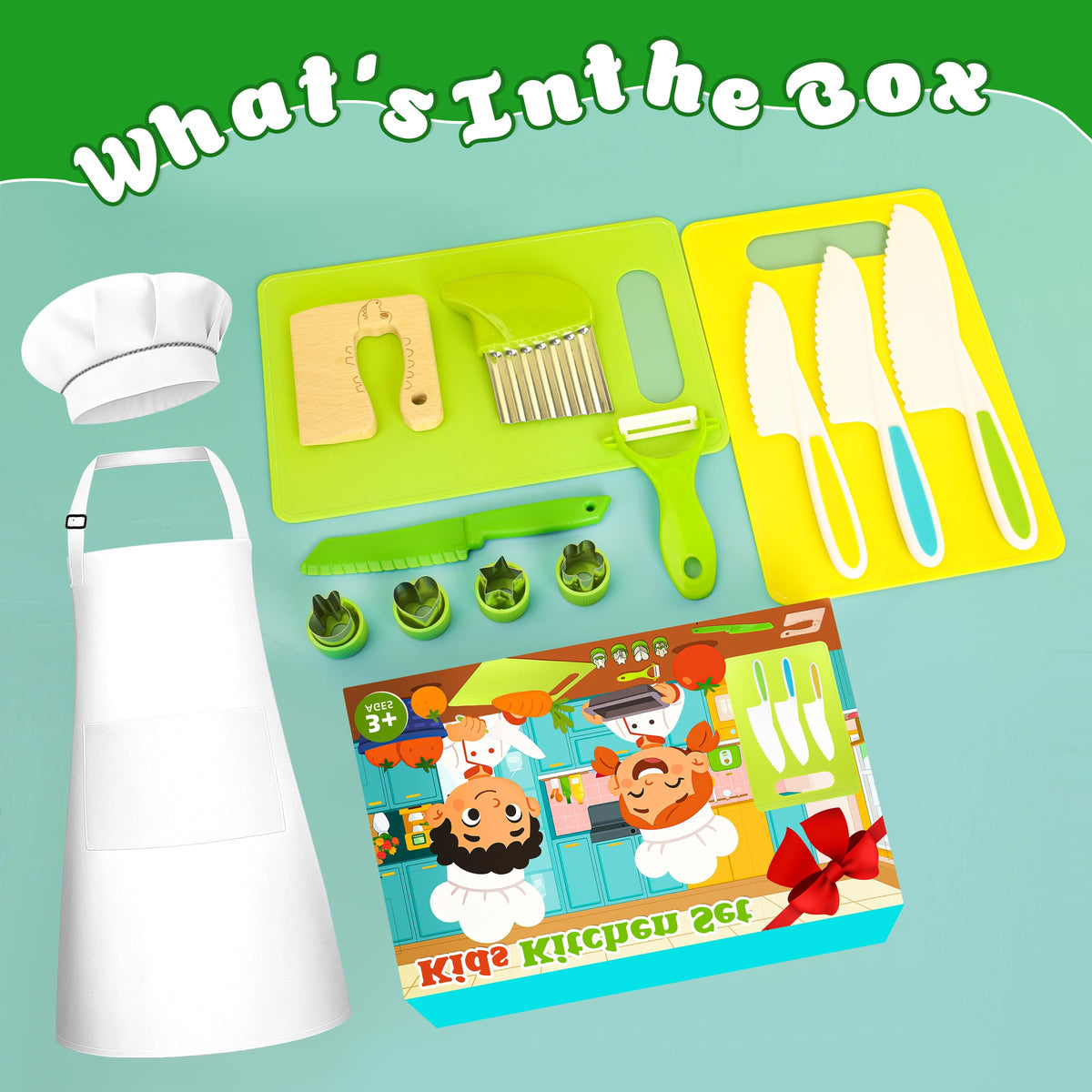 LWWTBS Kids Knife Set – Real Cooking 15-Piece Montessori Kitchen Toys for Toddlers