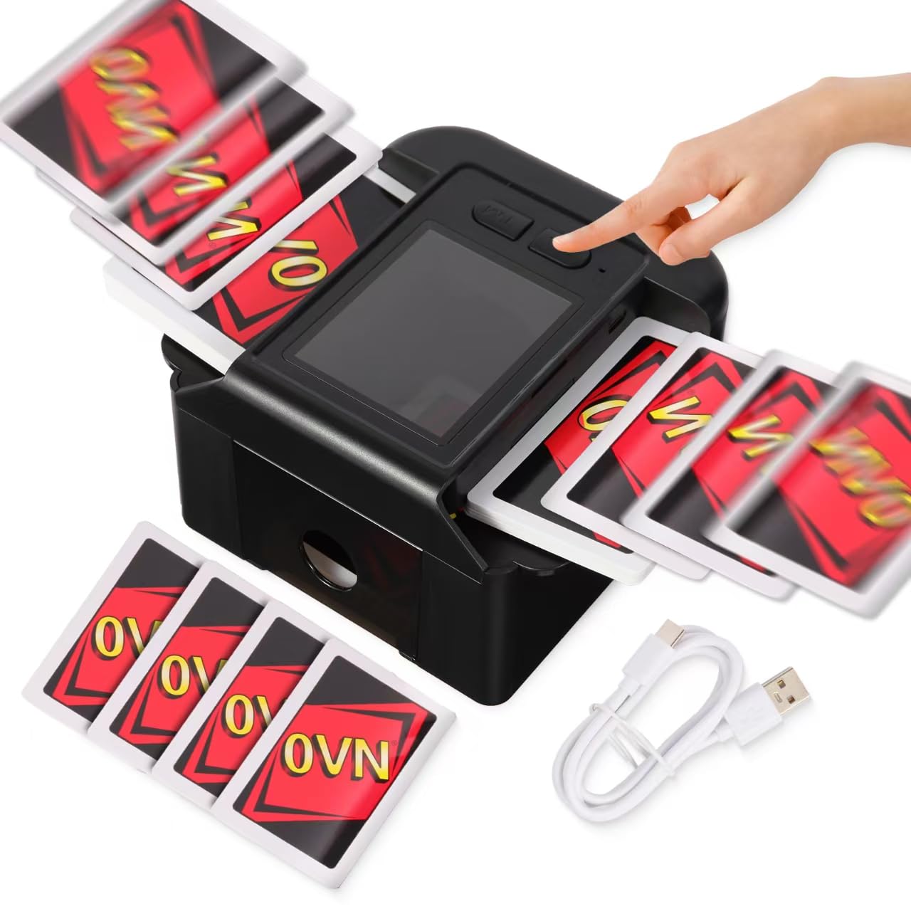 Lxjmcwio Rechargeable Automatic Card Shuffler for 2 Decks – USB-C, Low Noise, Portable