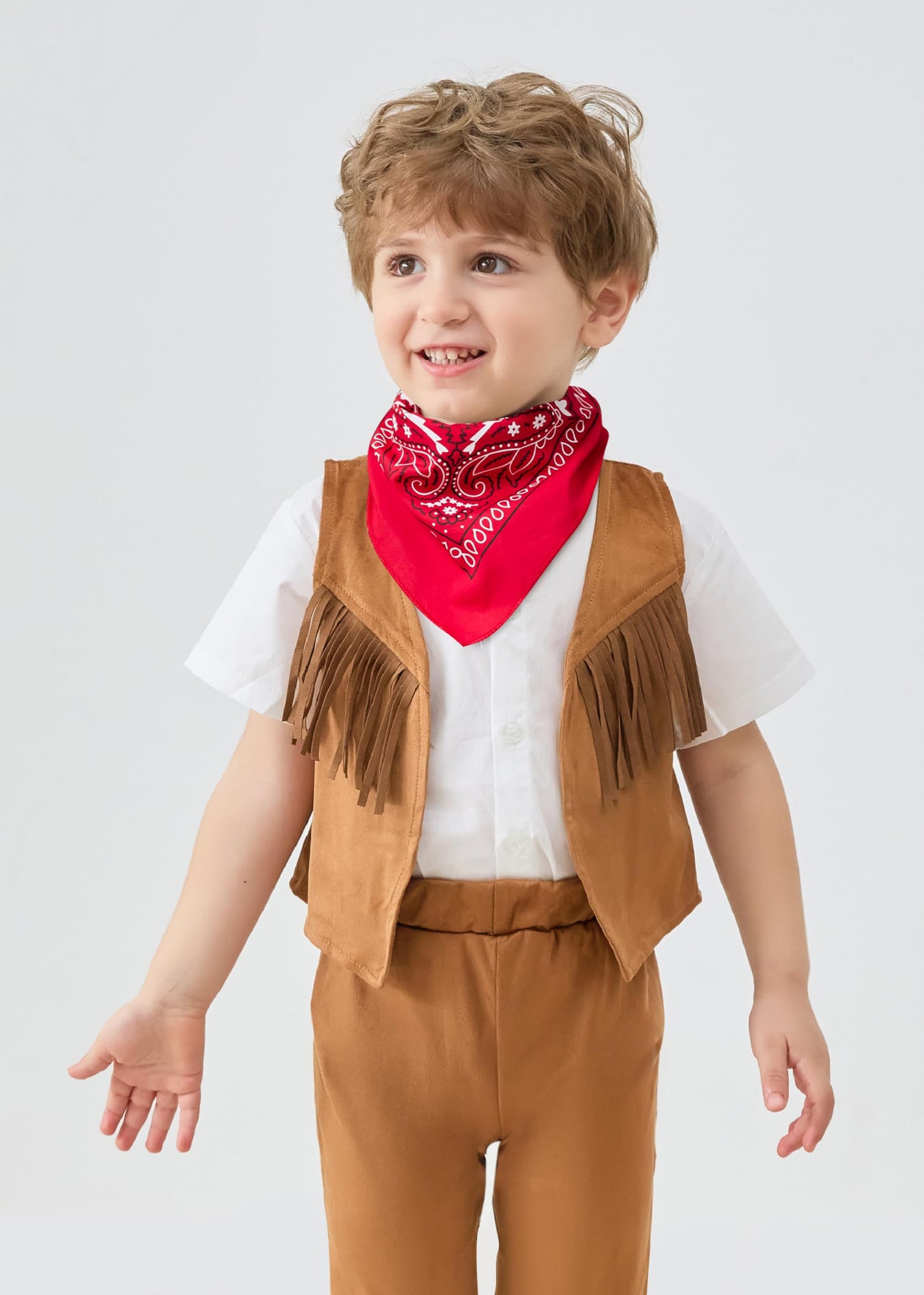 LXKIKMM Western Cowboy Style Kids Vest with Bandana – Size 7-8 Years
