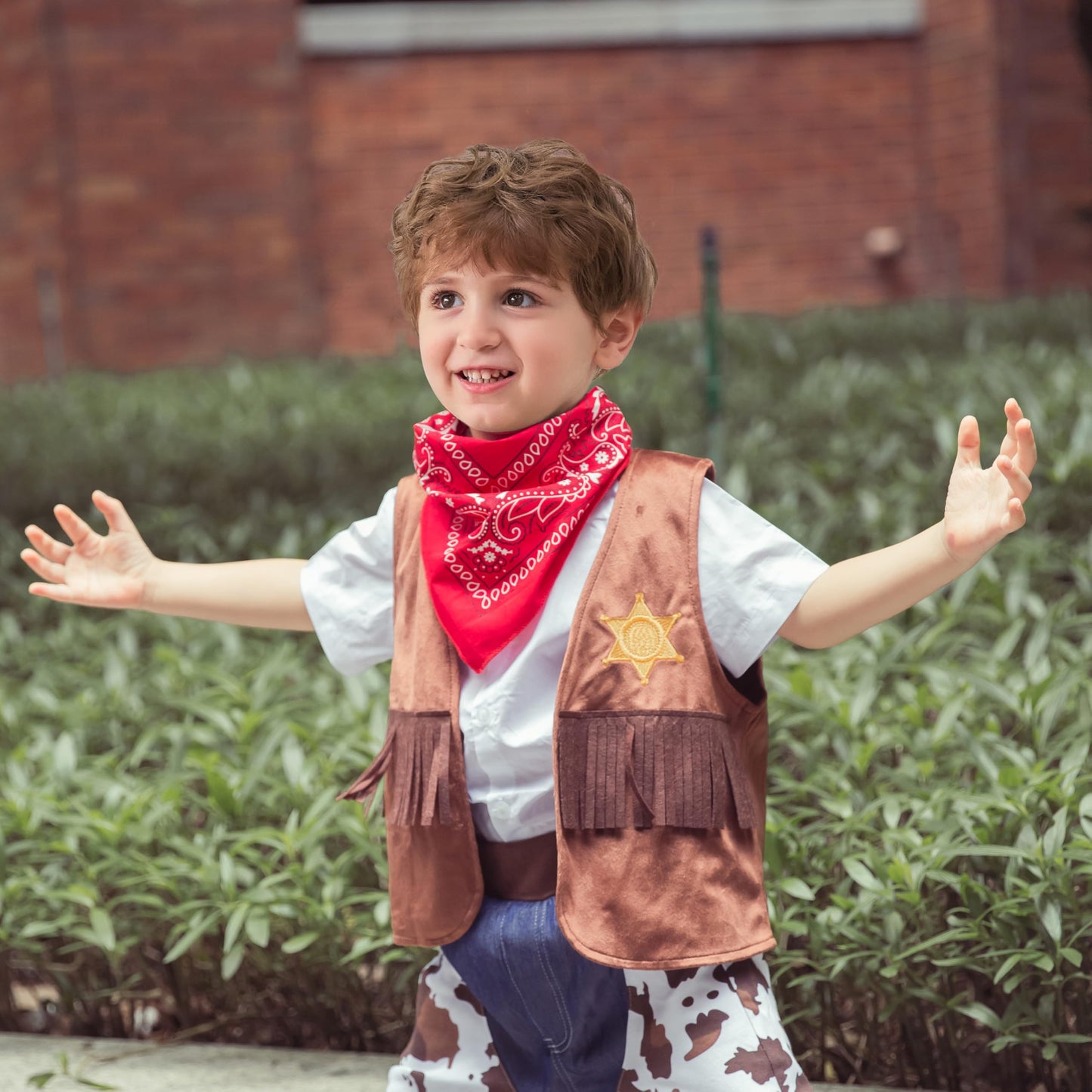 LXKIKMM Western Cowboy Vest & Bandana Set for Kids 6-7 Years