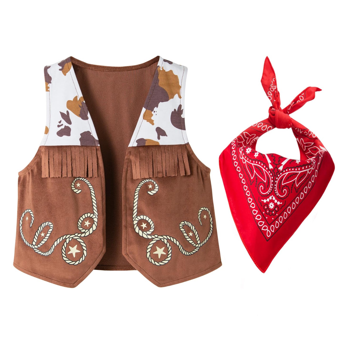 LXKIKMM Western Cowboy Costume Vest & Bandana Set for Kids (2-3 Years)
