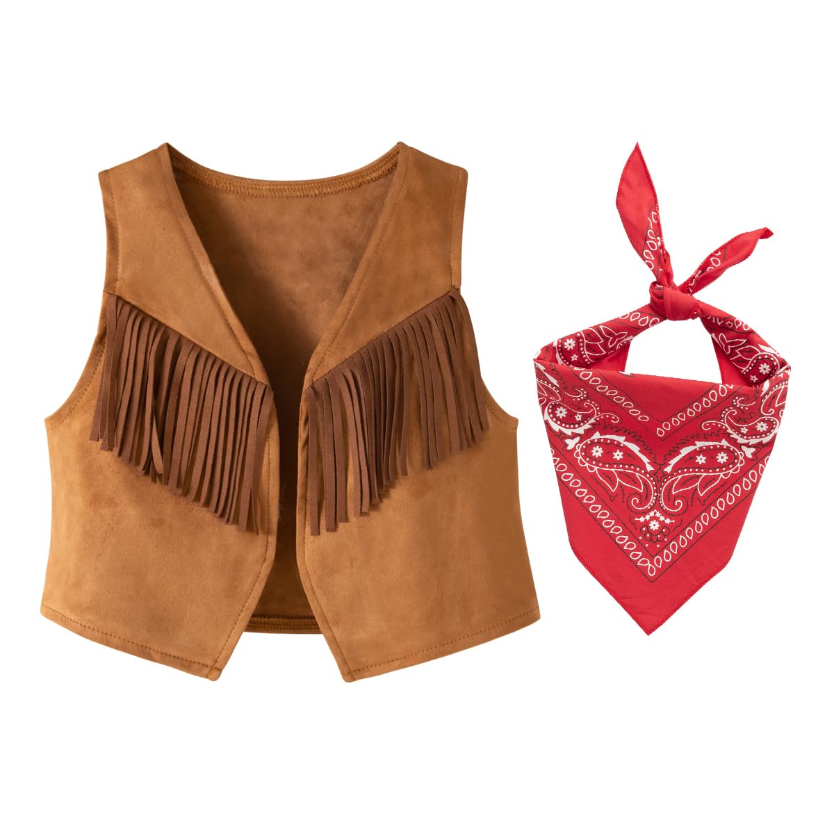 LXKIKMM Western Cowboy Style Kids Vest with Bandana – Size 7-8 Years