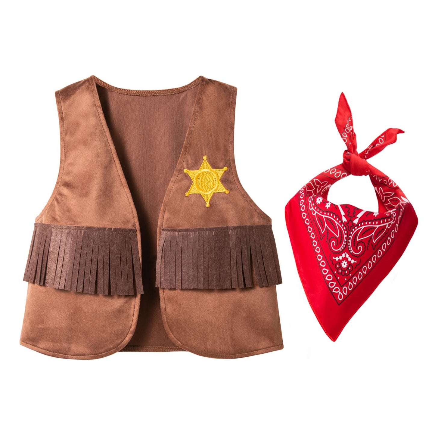 LXKIKMM Western Cowboy Vest & Bandana Set for Kids 6-7 Years