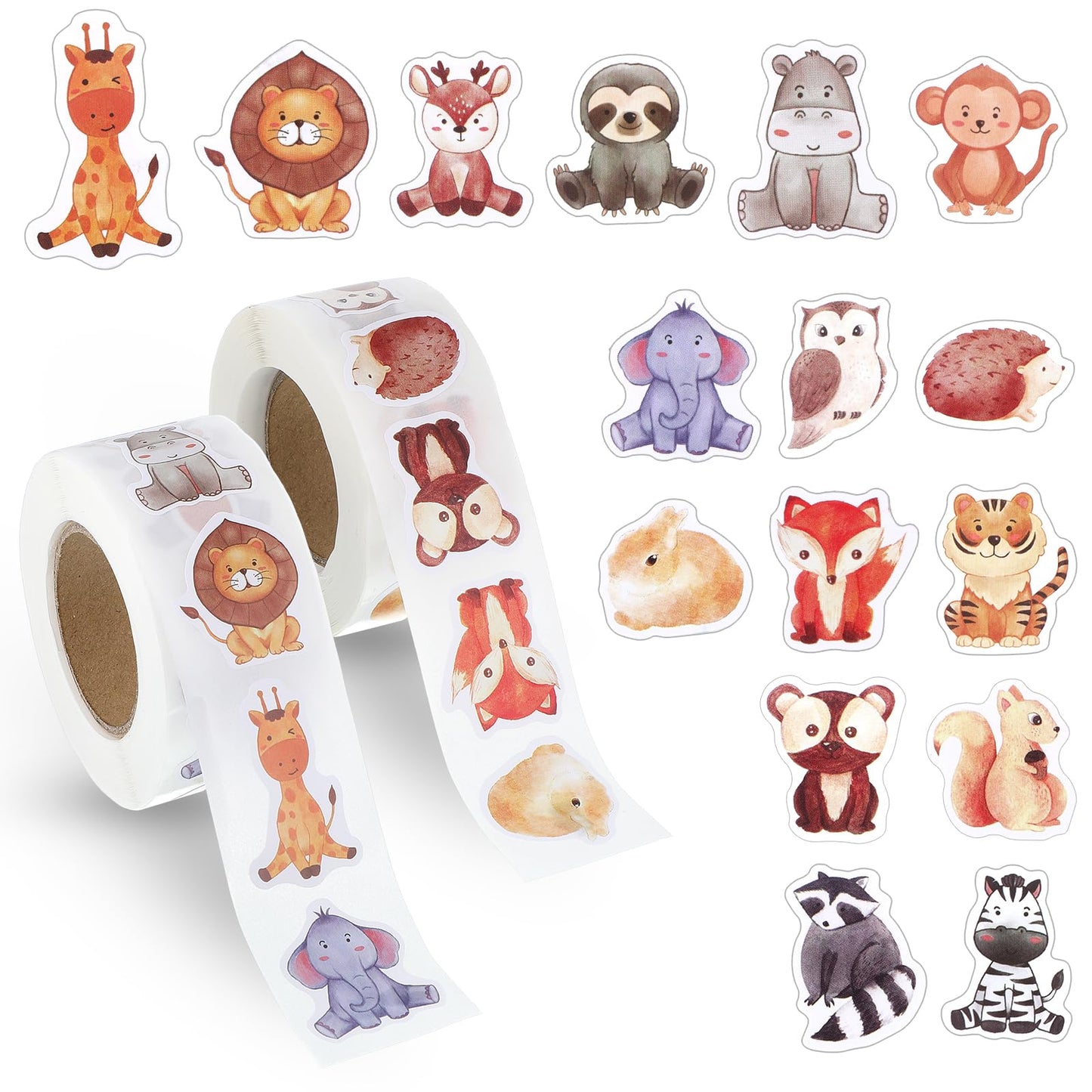 LXUEJIE 1000 Pcs Animal Stickers – 2 Rolls Jungle Watercolor Kids’ Stickers