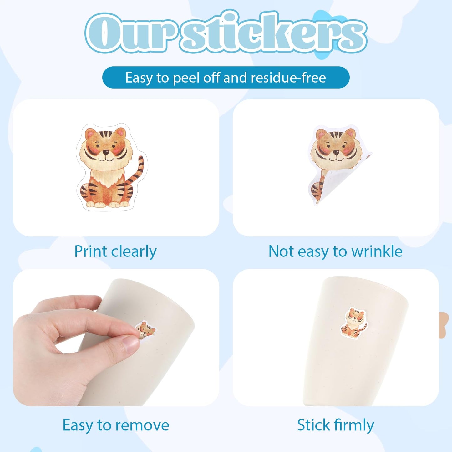 LXUEJIE 1000 Pcs Animal Stickers – 2 Rolls Jungle Watercolor Kids’ Stickers