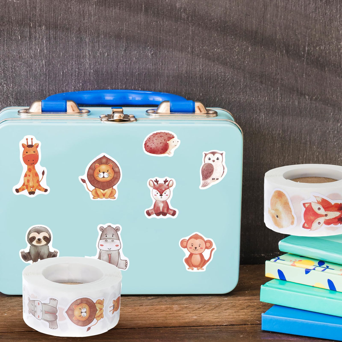 LXUEJIE 1000 Pcs Animal Stickers – 2 Rolls Jungle Watercolor Kids’ Stickers