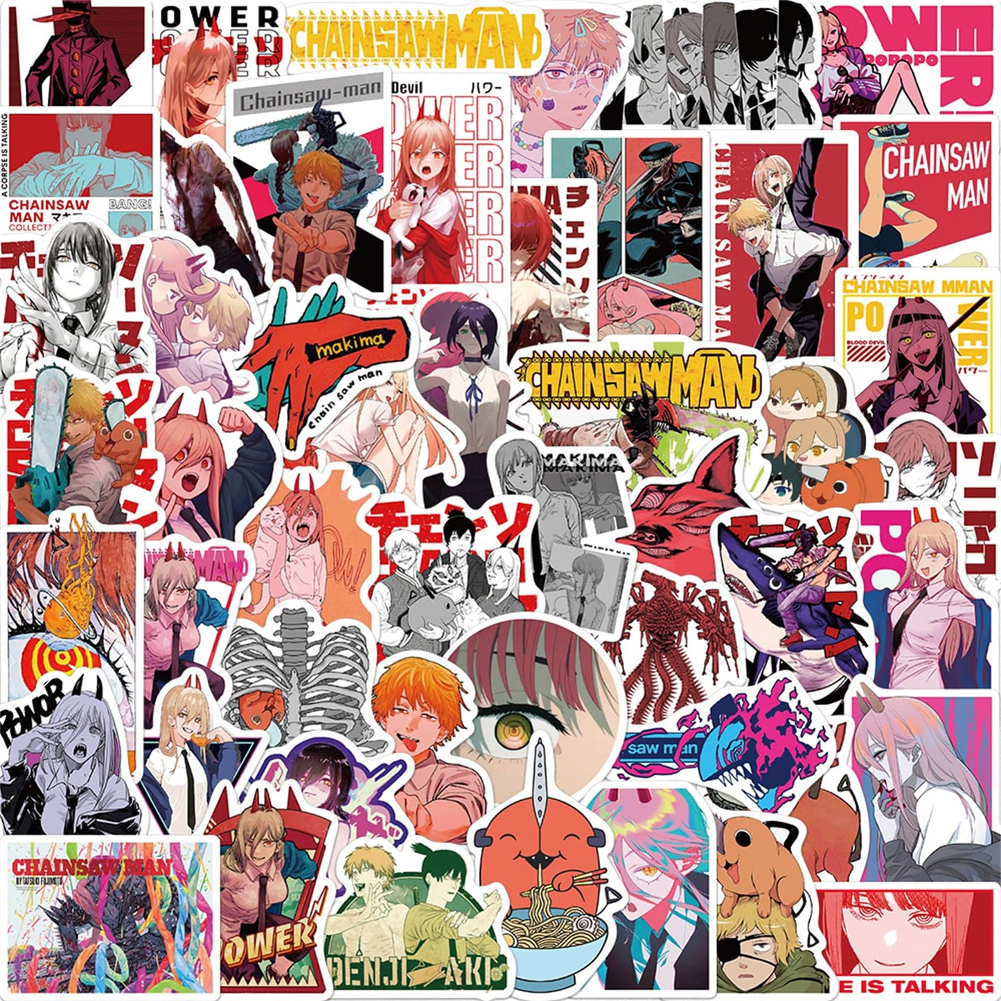 LXYRDHOQPW 100Pcs Chainsaw Man Stickers – Waterproof Vinyl Anime Decals Pack