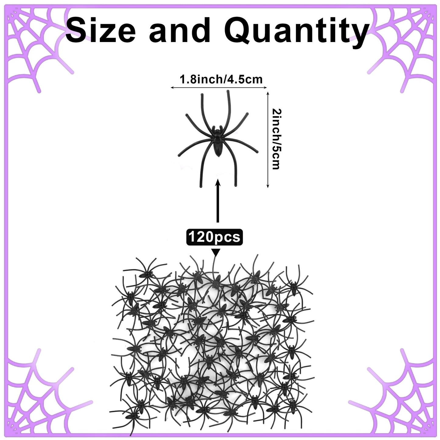 Lxzyu 120-Piece Plastic Spiders for Halloween Decor & Pranks