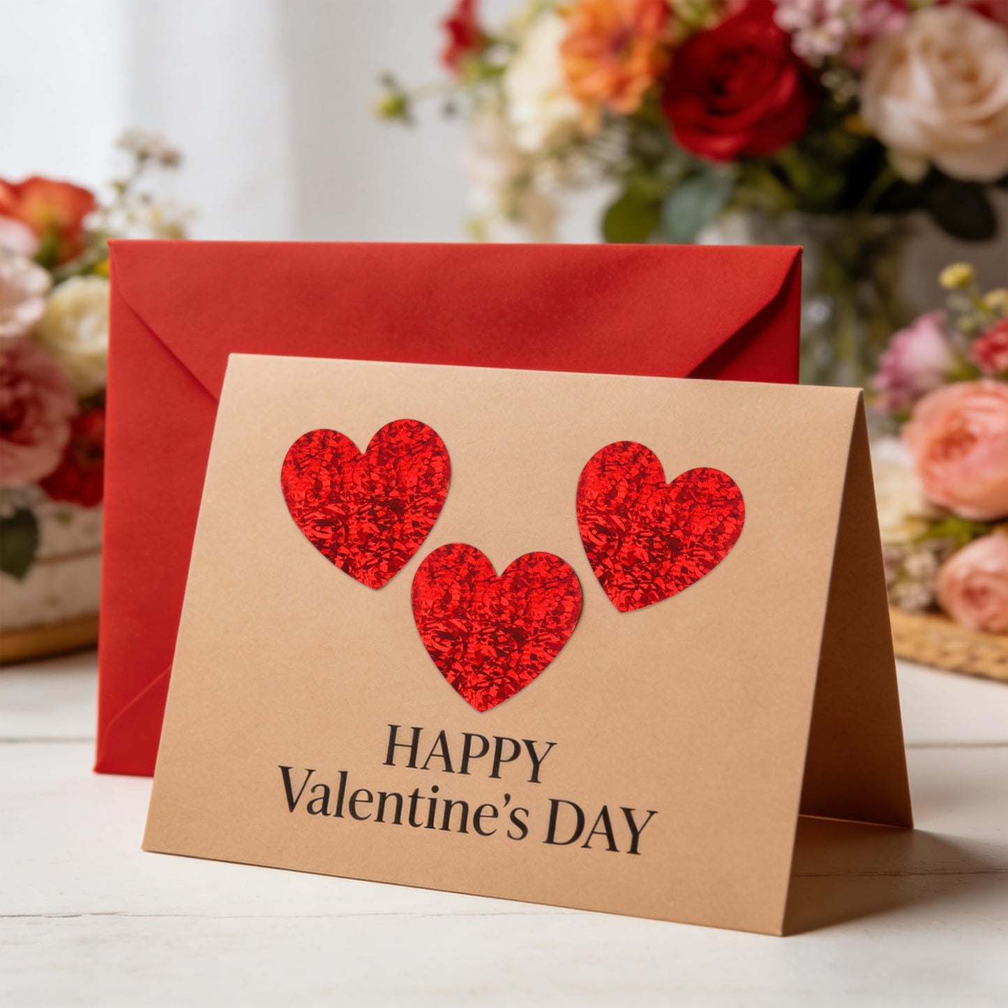 Lxzyu Red Heart Stickers – 500Pcs Glitter Valentine Stickers, 1-Inch, Self-Adhesive for Envelopes, Gifts & Crafts