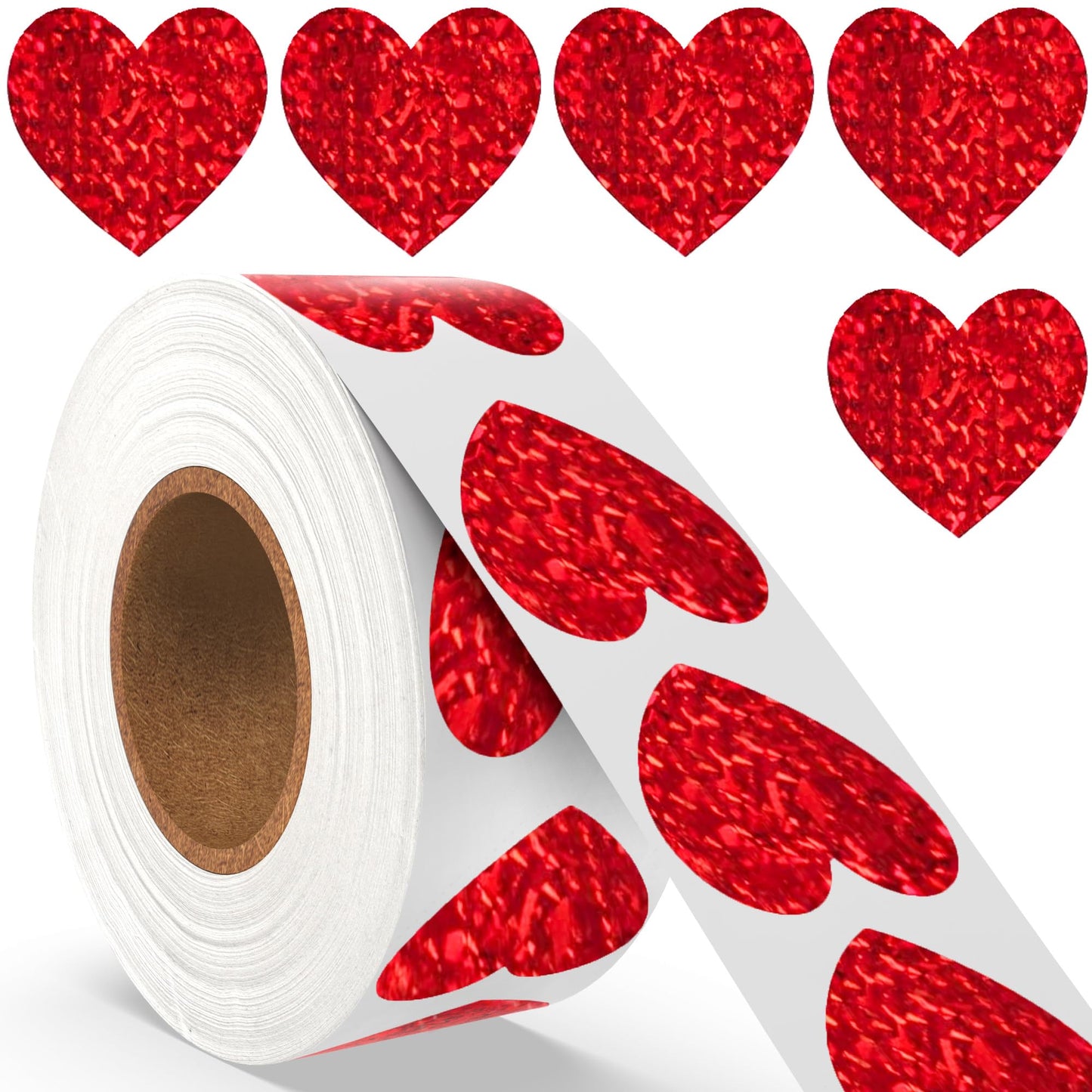 Lxzyu Red Heart Stickers – 500Pcs Glitter Valentine Stickers, 1-Inch, Self-Adhesive for Envelopes, Gifts & Crafts