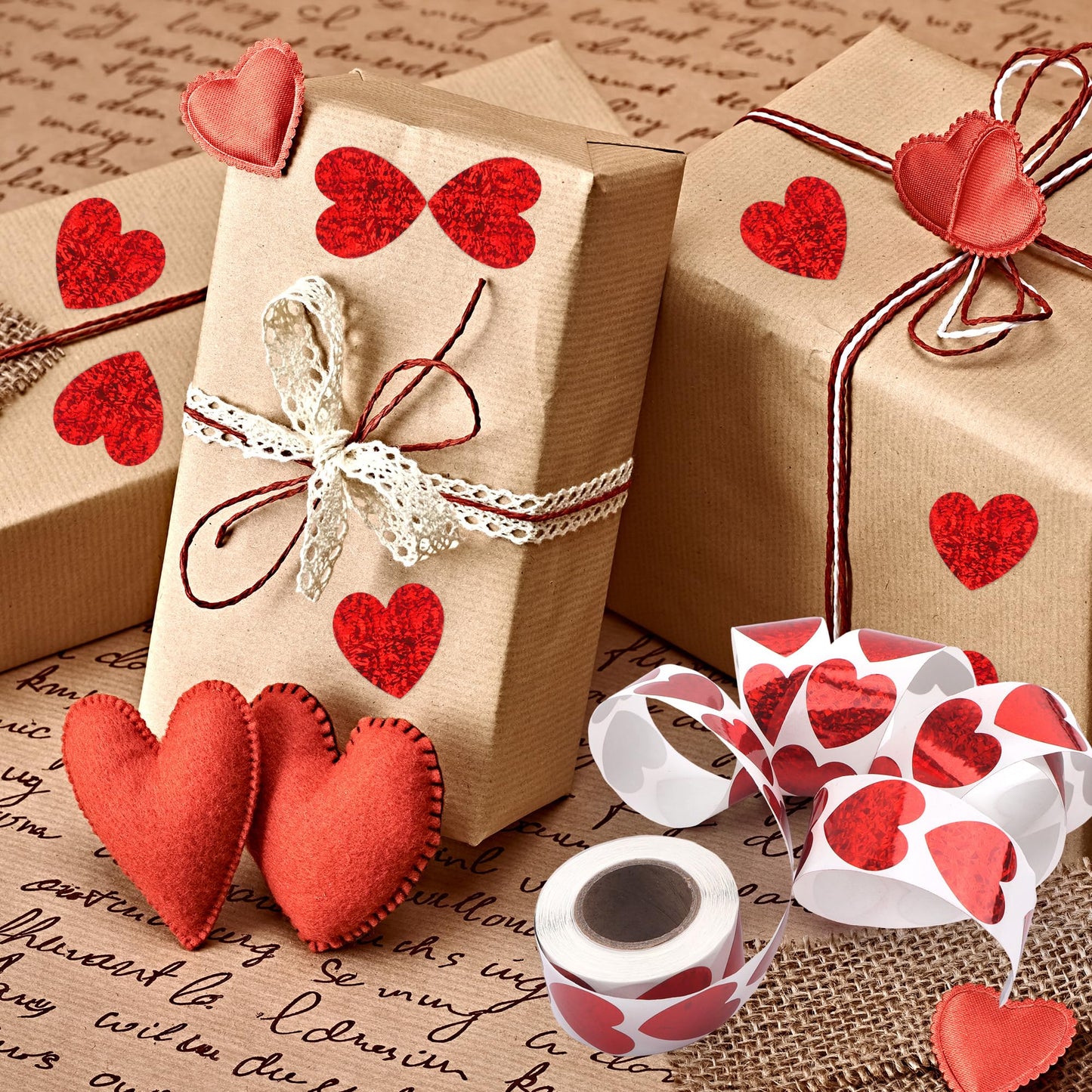 Lxzyu Red Heart Stickers – 500Pcs Glitter Valentine Stickers, 1-Inch, Self-Adhesive for Envelopes, Gifts & Crafts
