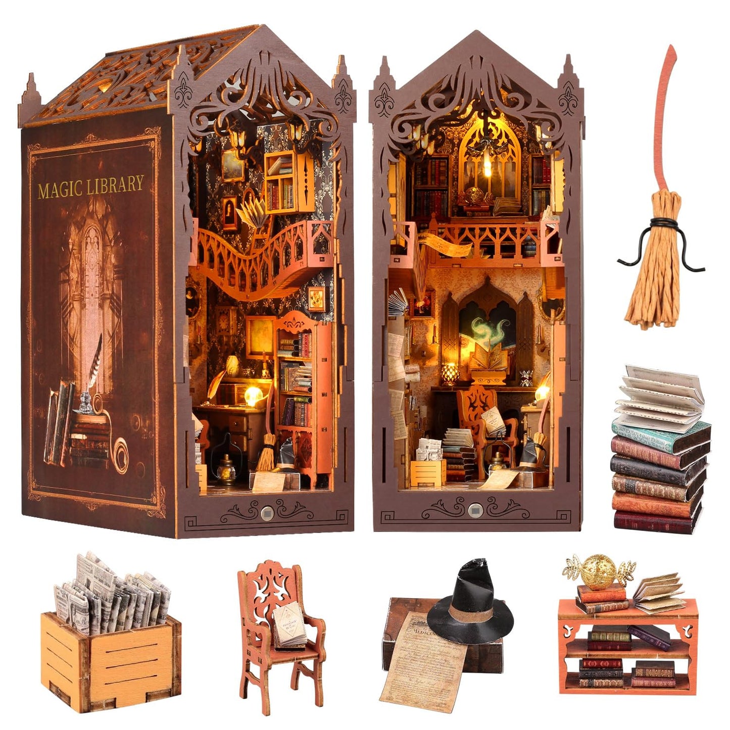 Lycidae Book Nook Kit – DIY Dollhouse with LED Light