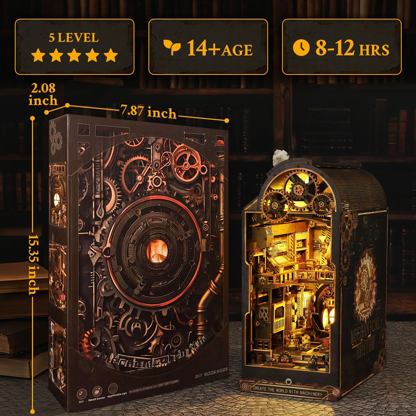 Lycidae Book Nook: DIY Steampunk Miniature House Kit with LED Lights