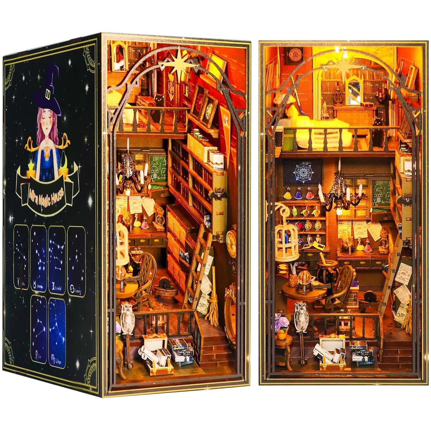 Lycidae Book Nook Kit for Adults - DIY Dollhouse with LED Light (3D Wooden Puzzle)