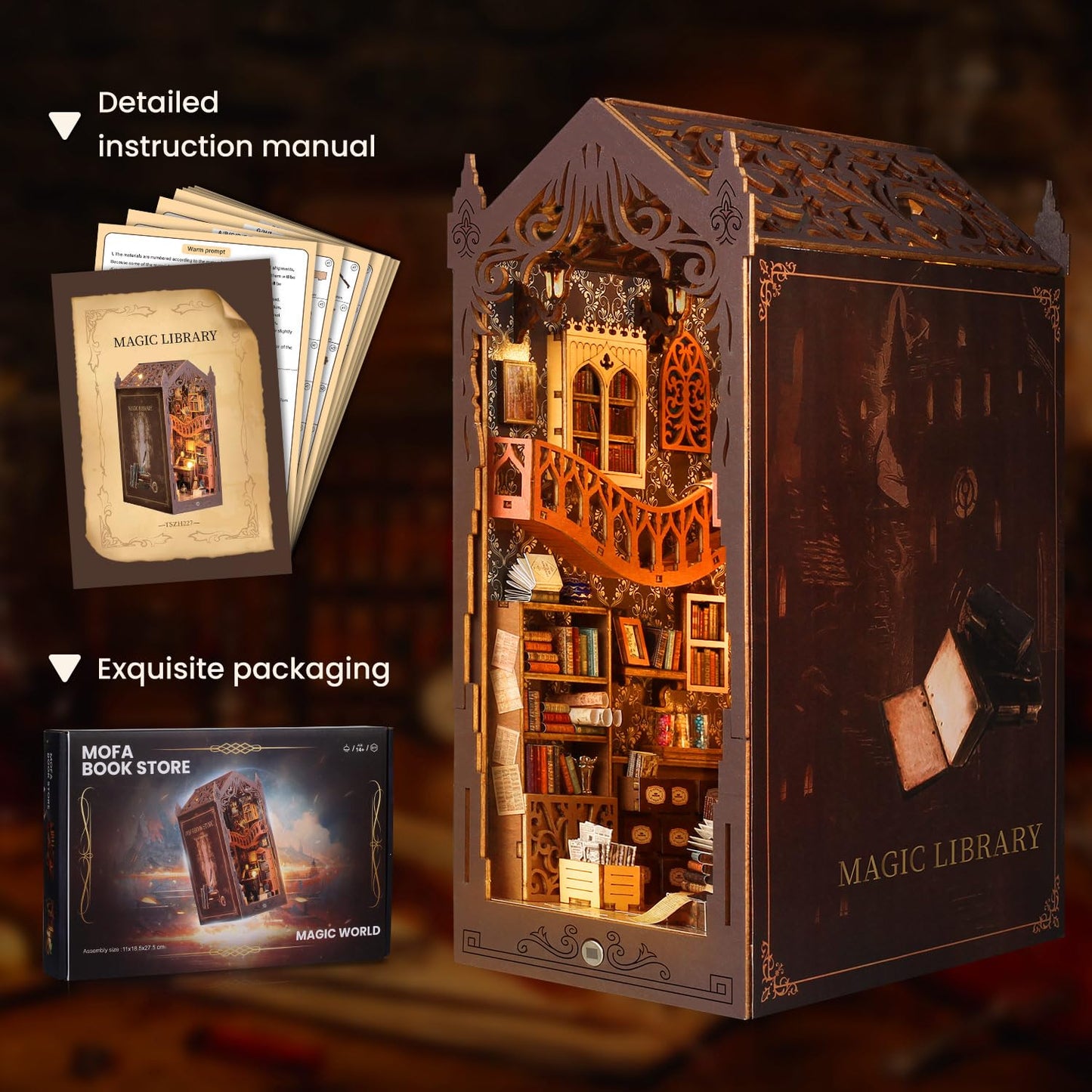 Lycidae Book Nook Kit – DIY Dollhouse with LED Light