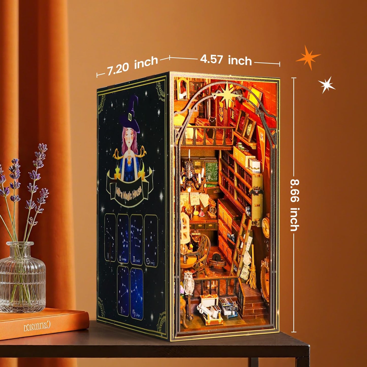 Lycidae Book Nook Kit for Adults - DIY Dollhouse with LED Light (3D Wooden Puzzle)