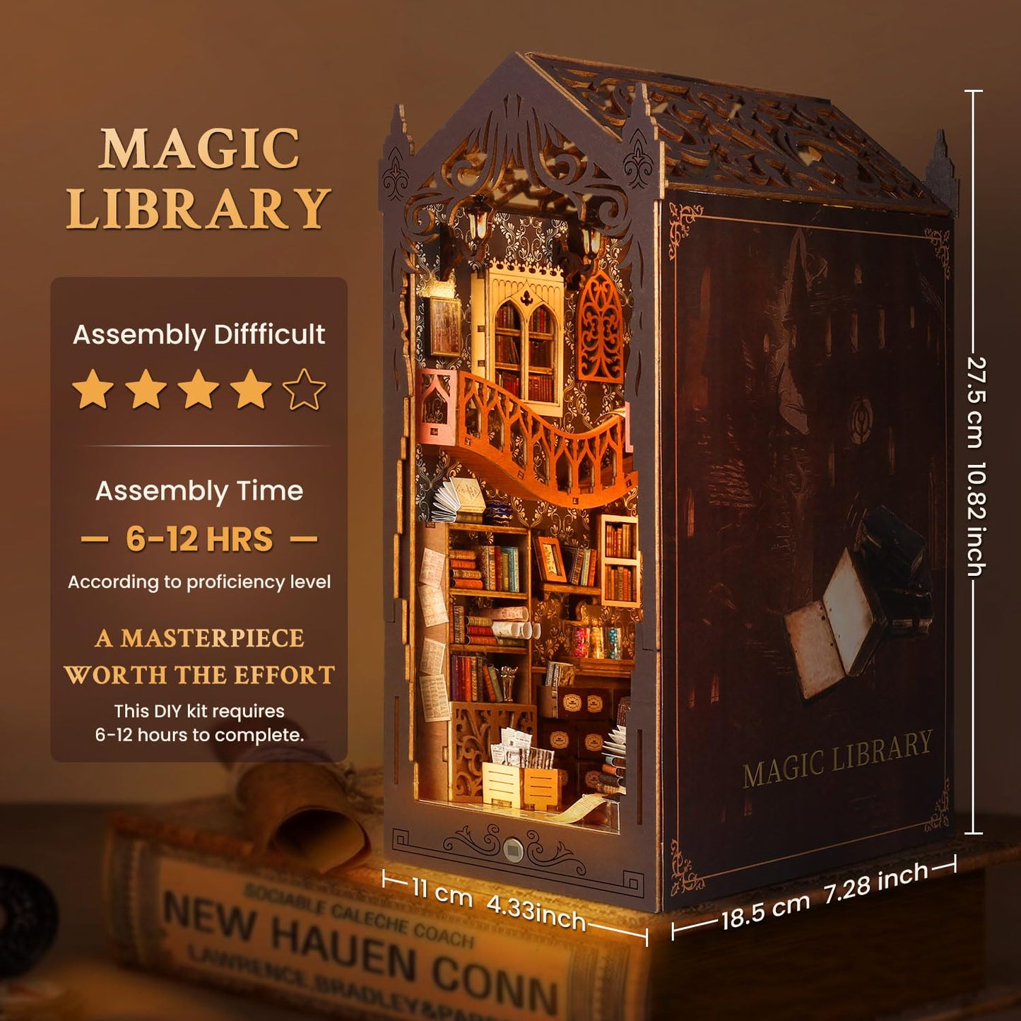 Lycidae Book Nook Kit – DIY Dollhouse with LED Light