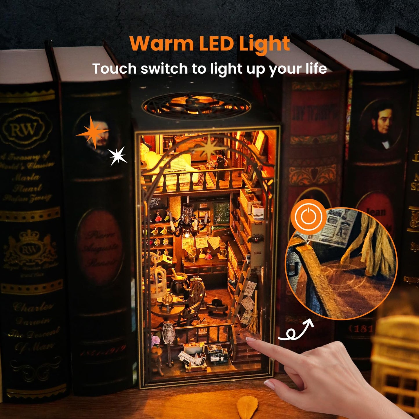 Lycidae Book Nook Kit for Adults - DIY Dollhouse with LED Light (3D Wooden Puzzle)