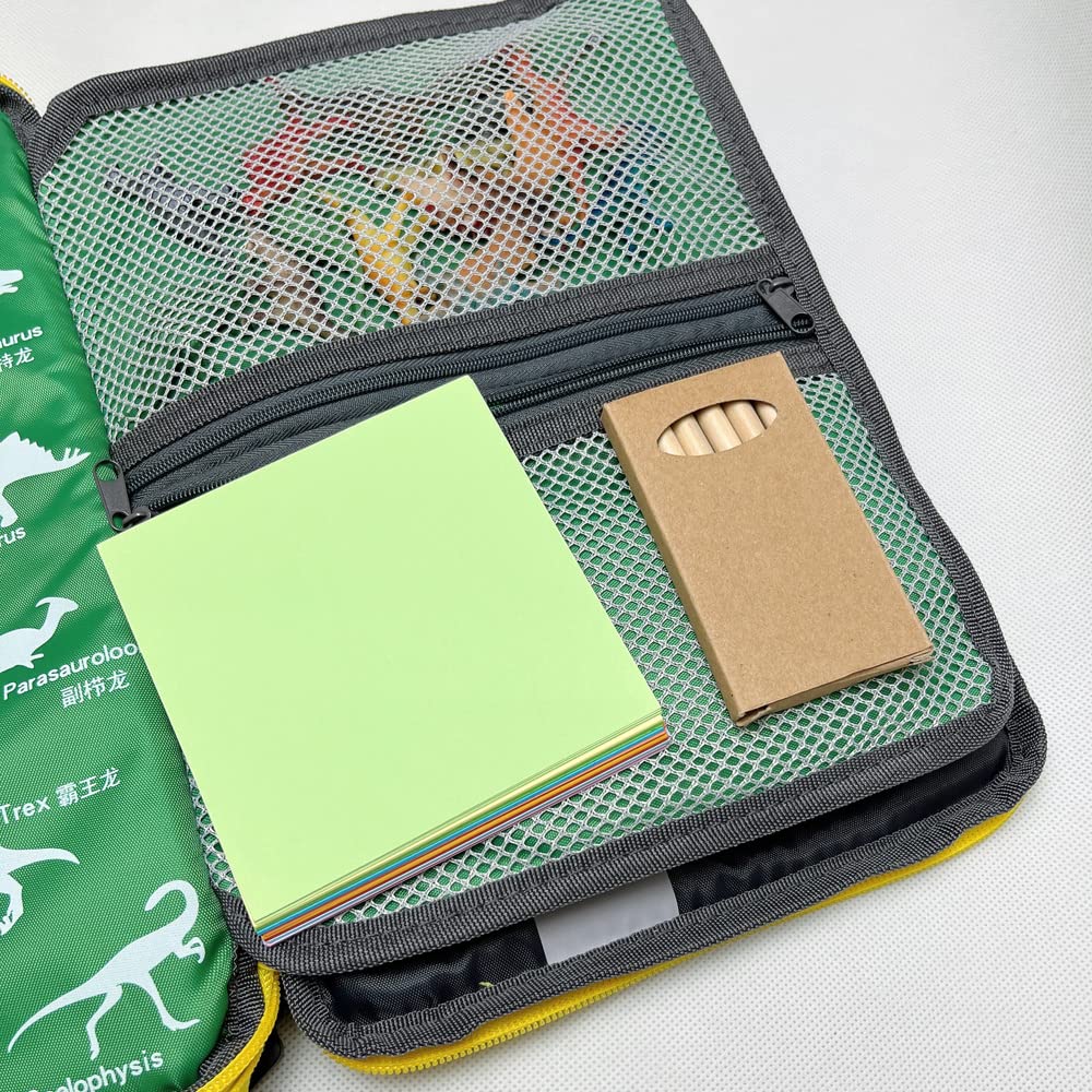 Lycnufrewolf Portable Kids Play Case — Dinosaur Design, Road Map & Building Base Plate (Travel Toy, Ages 3-6)