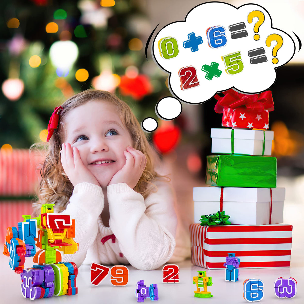 Lydaz Number Bots: STEM Robot Toys for Kids 3-5 (10-Piece Number Blocks)