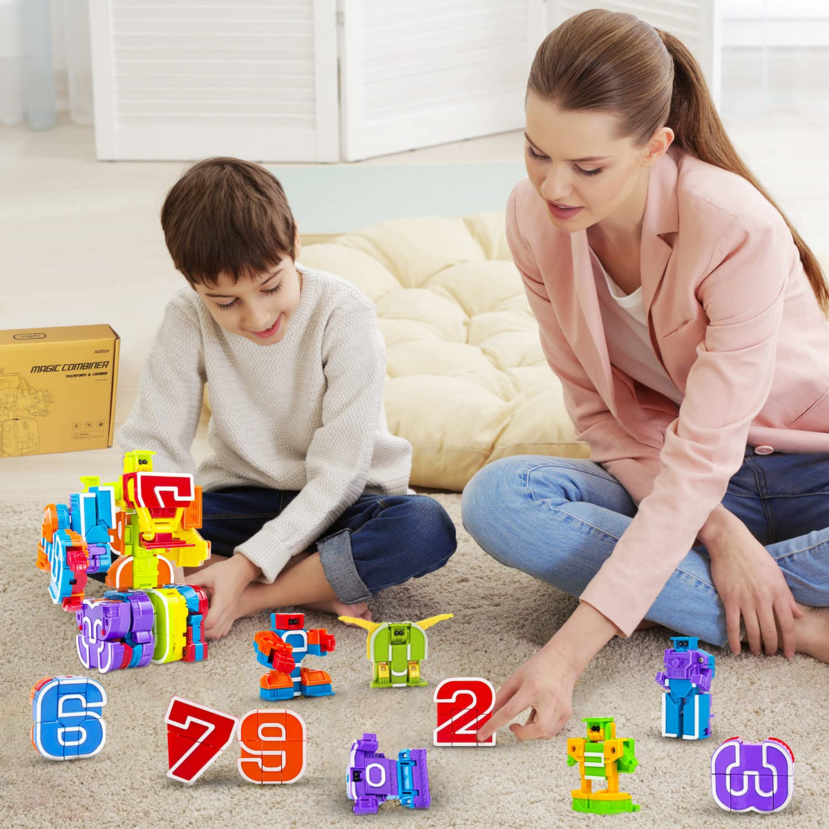 Lydaz Number Bots: STEM Robot Toys for Kids 3-5 (10-Piece Number Blocks)