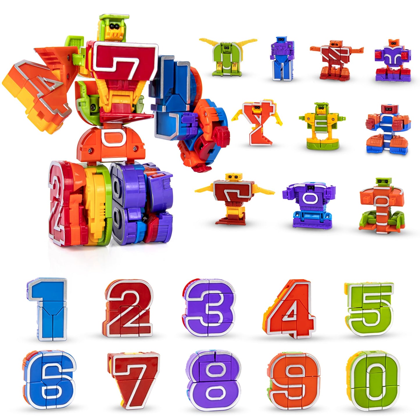 Lydaz Number Bots: STEM Robot Toys for Kids 3-5 (10-Piece Number Blocks)