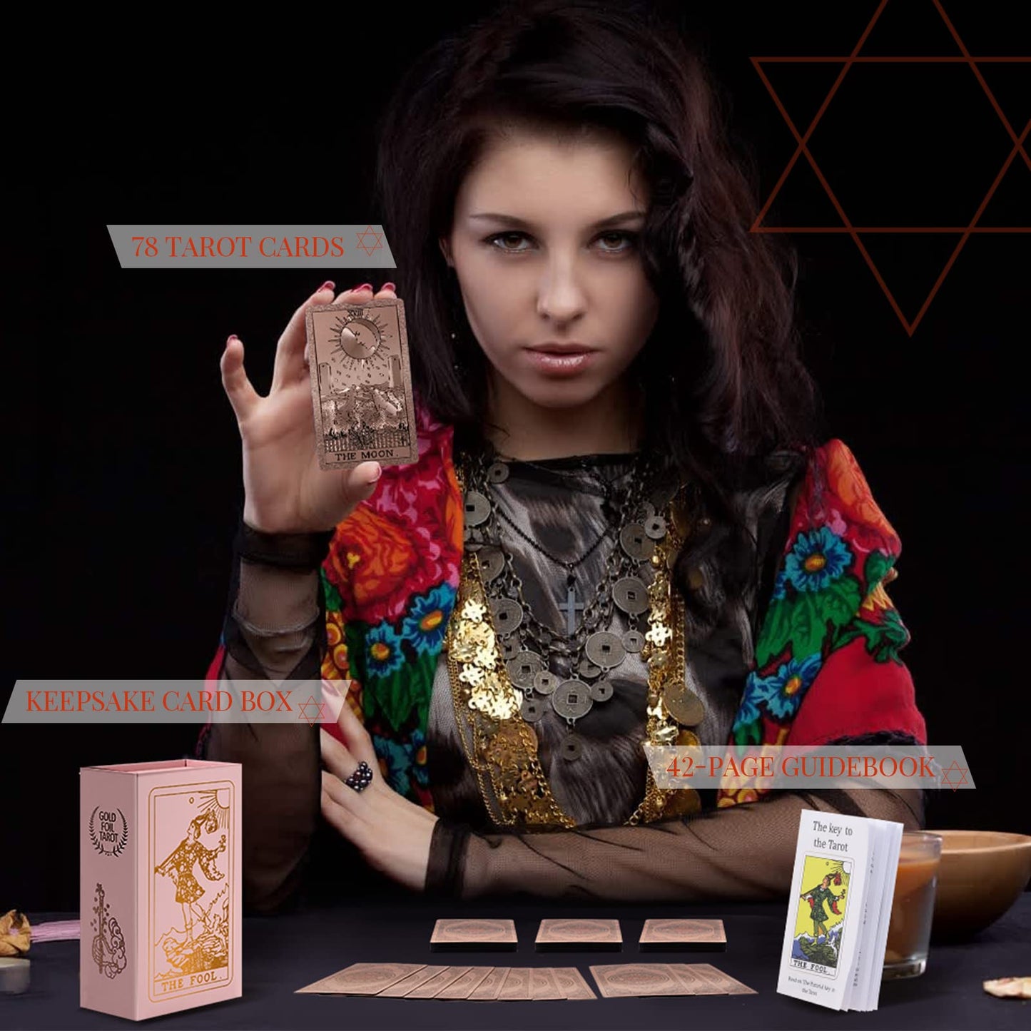 LYINGFISH Tarot Cards for Beginners – Waterproof Rose Gold Rider-Waite Deck with Guide Book (78 Cards)