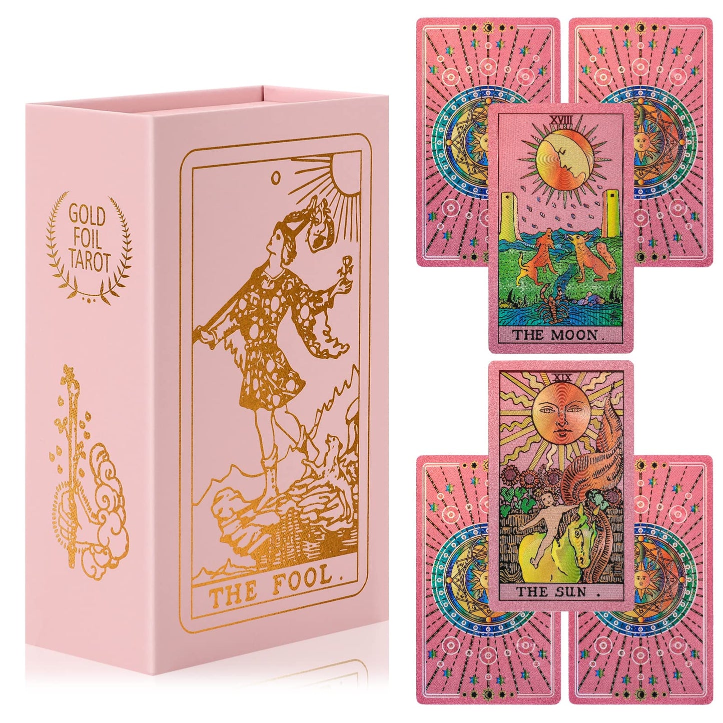 LYINGFISH Tarot Cards for Beginners - Pink Deck with Guide Book (78 Cards)