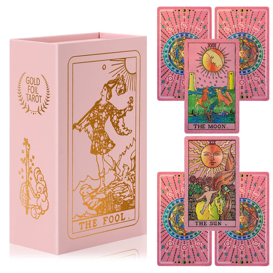 LYINGFISH Tarot Cards for Beginners - Pink Deck with Guide Book (78 Cards)
