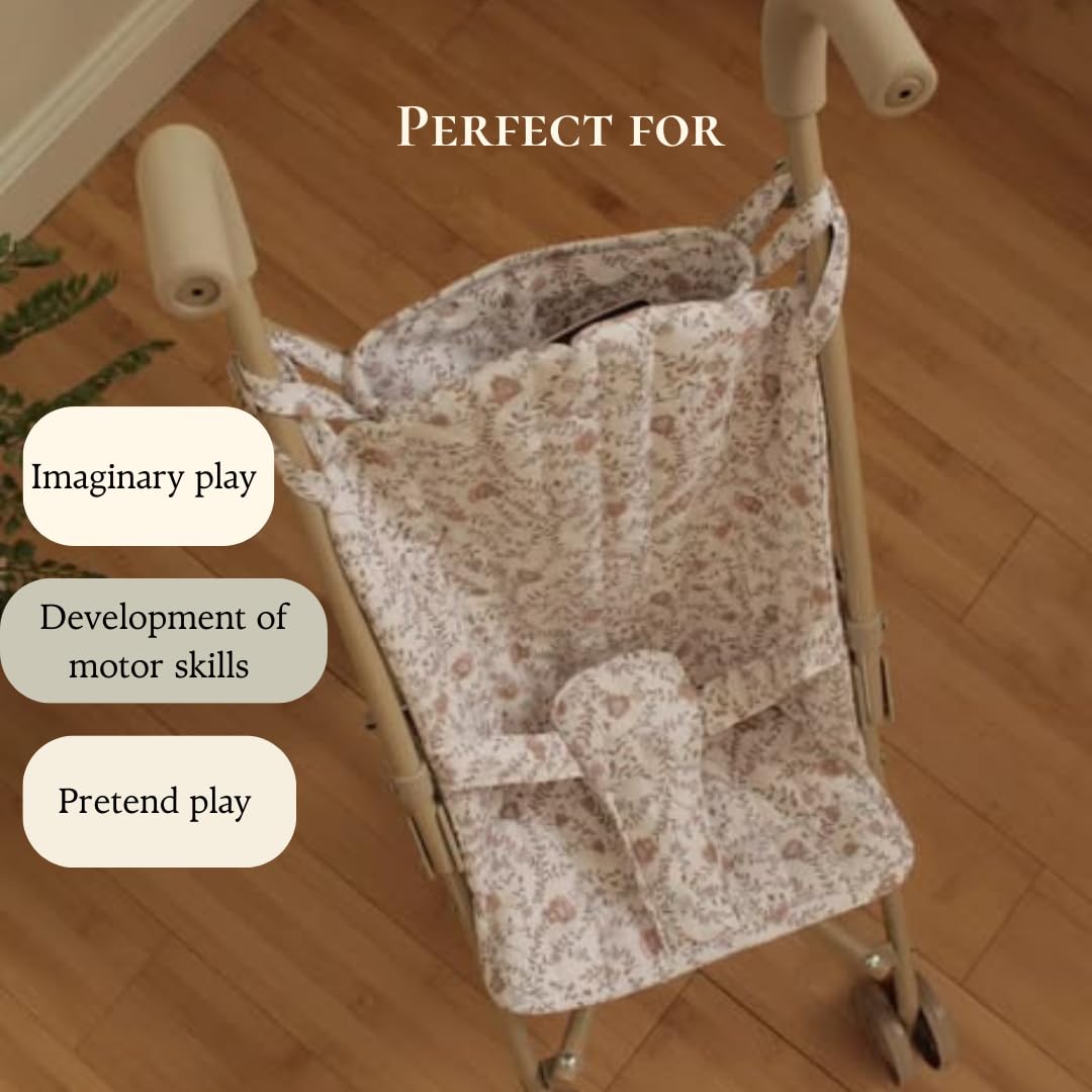 Lyla & Sage Play Co Doll Stroller – Lightweight, Flexible 22in Neutral Floral