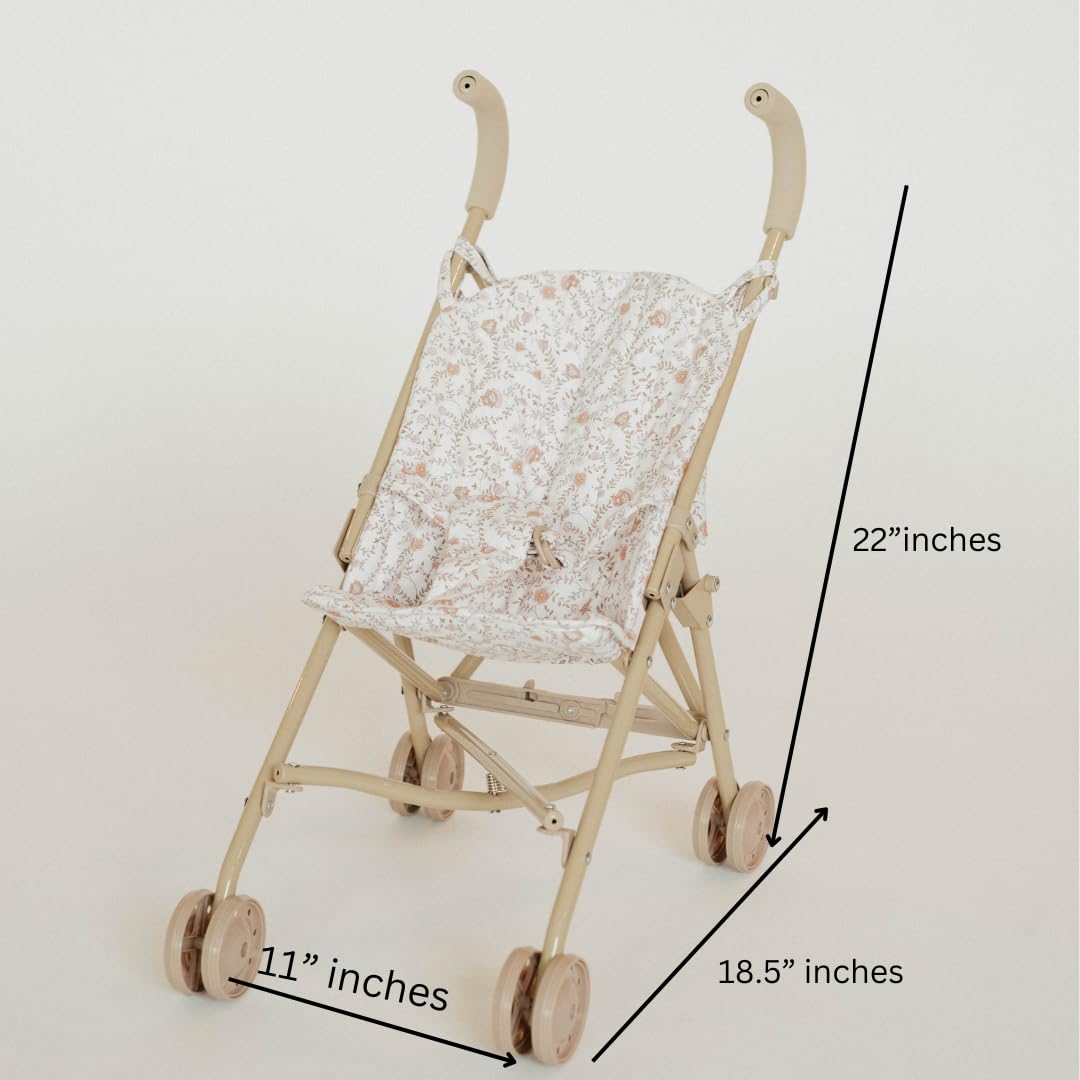 Lyla & Sage Play Co Doll Stroller – Lightweight, Flexible 22in Neutral Floral