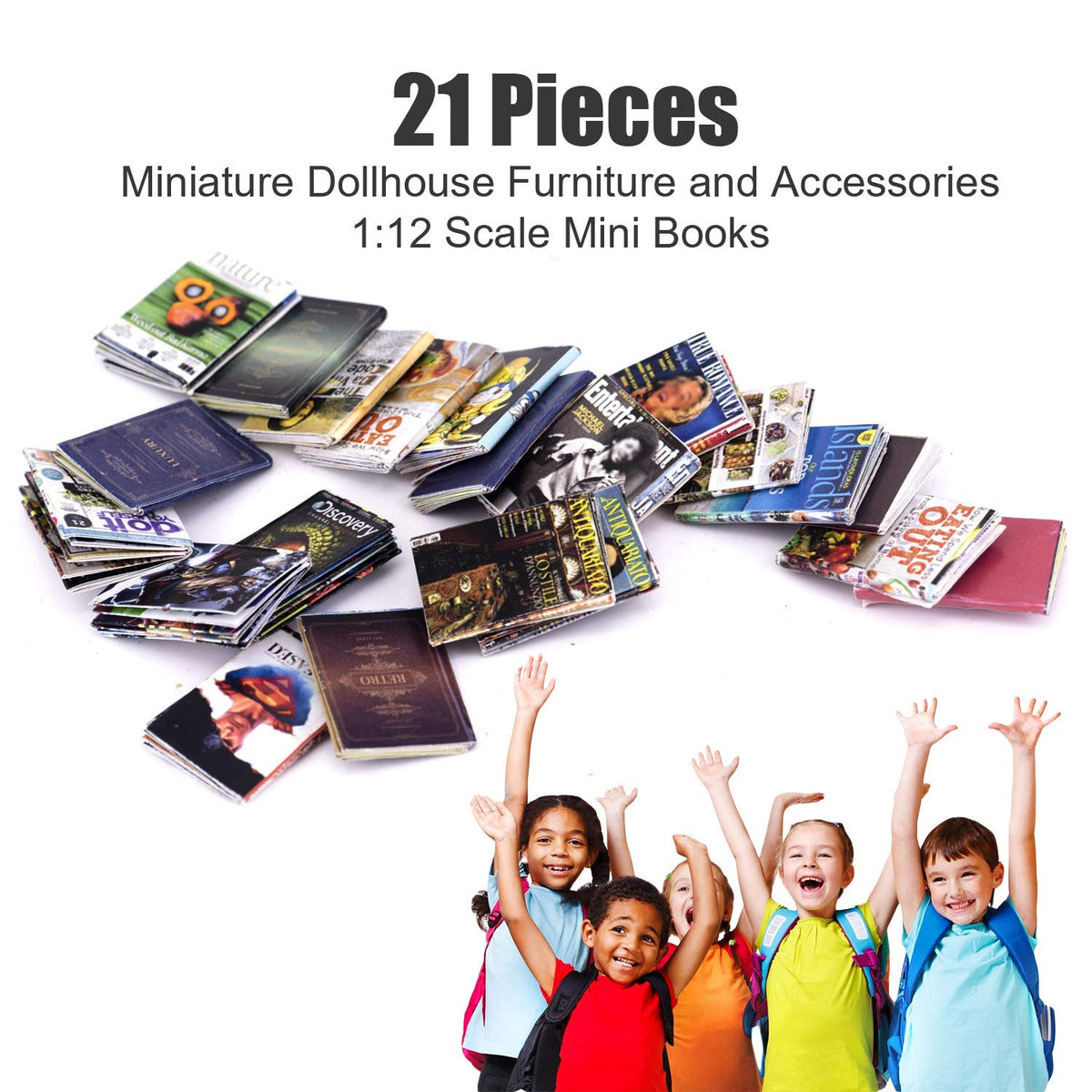 Lynkaye Dollhouse Miniature Books – Realistic 1:12 Scale Library Set (21 Unique Titles)