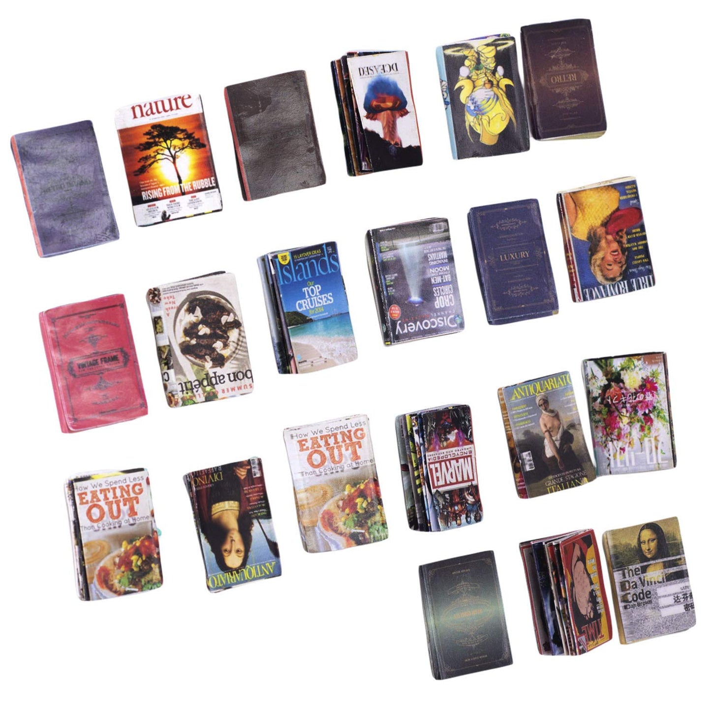 Lynkaye Dollhouse Miniature Books – Realistic 1:12 Scale Library Set (21 Unique Titles)