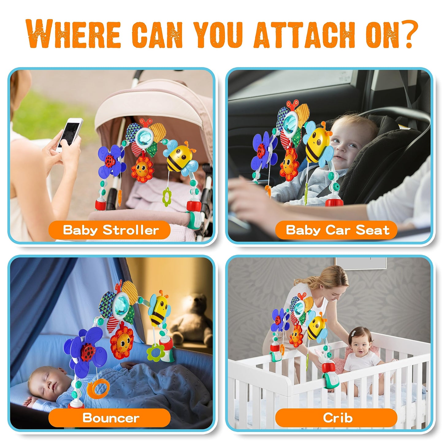 Lynncare Adjustable Arch Bassinet Toy – Stroller Arch & Baby Crib Toys