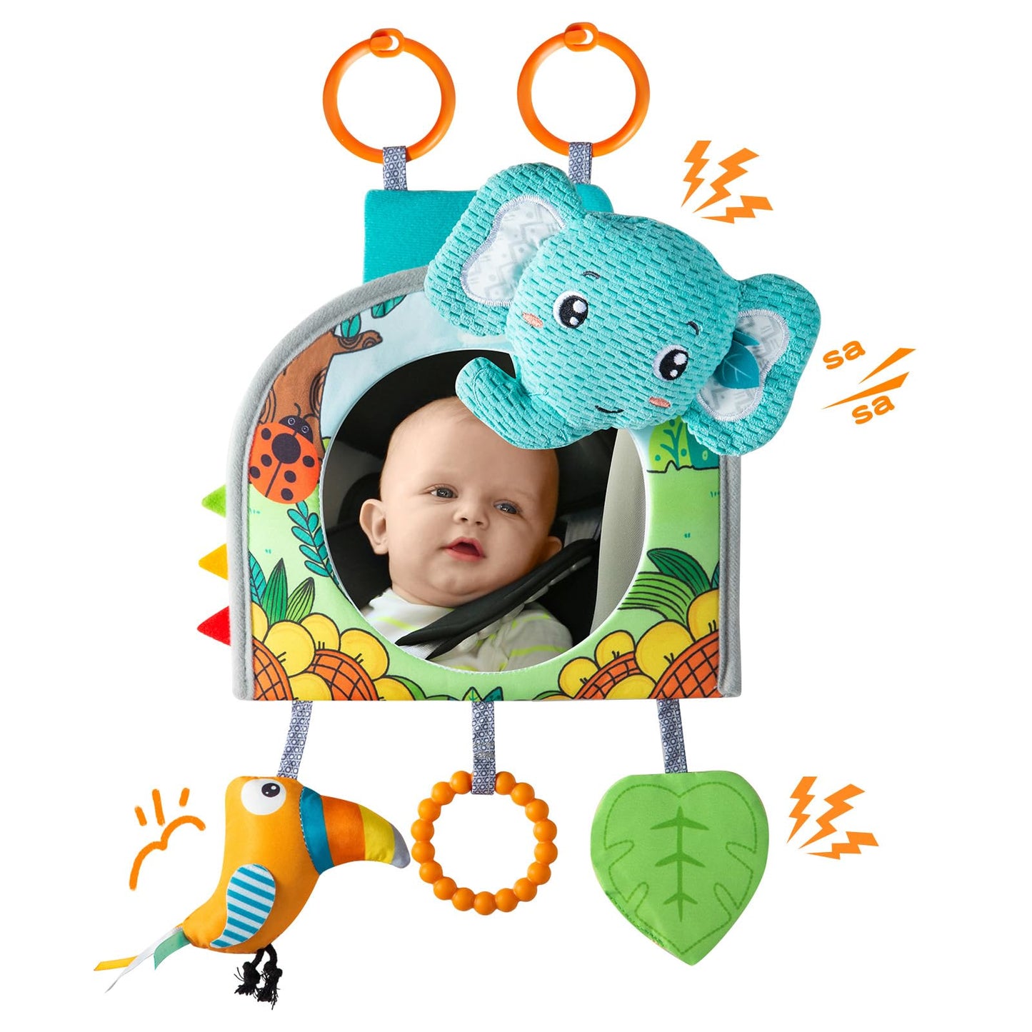 Lynncare Car Seat Toy | Baby Car Mirror & Travel Activity Center for Infants