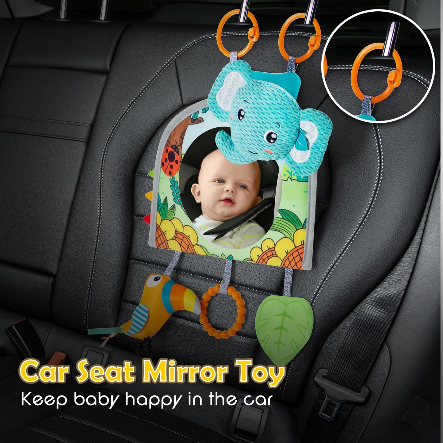 Lynncare Car Seat Toy | Baby Car Mirror & Travel Activity Center for Infants