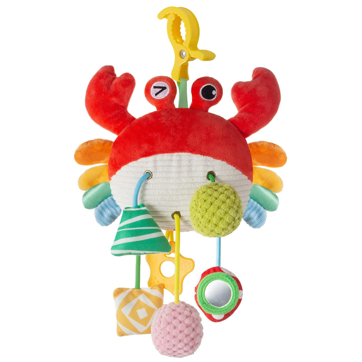 Lynncare Car Seat Toy for Babies 0-6 Months | Clip-On Stroller Toy with Bell, Rattle & Mirror