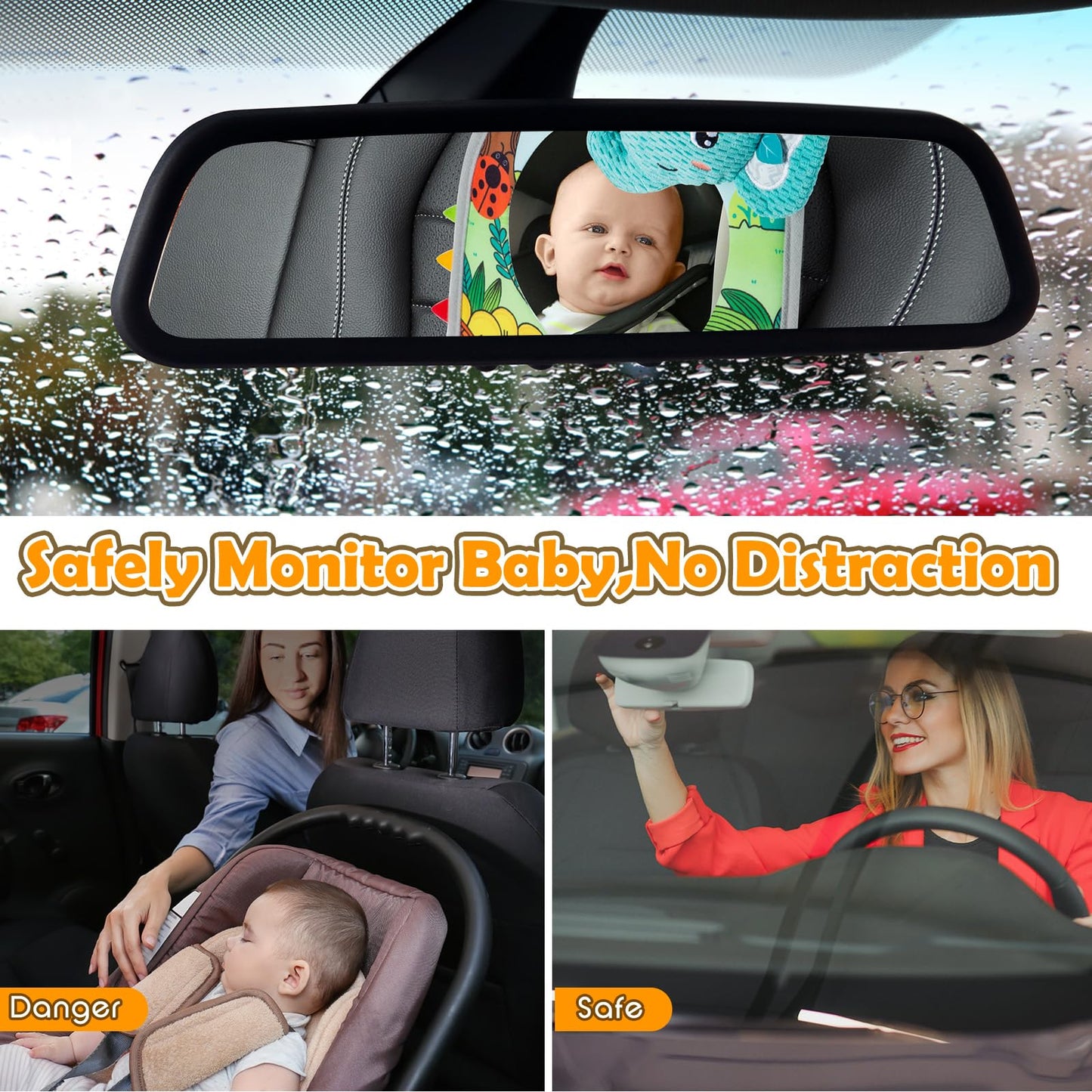 Lynncare Car Seat Toy | Baby Car Mirror & Travel Activity Center for Infants
