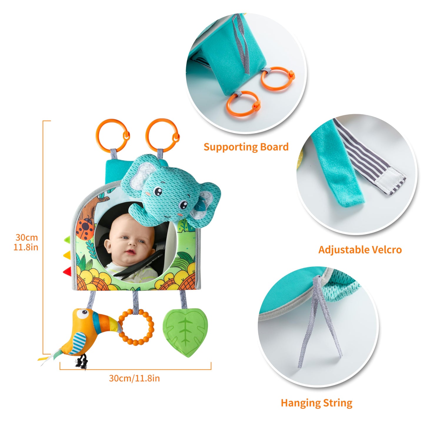 Lynncare Car Seat Toy | Baby Car Mirror & Travel Activity Center for Infants