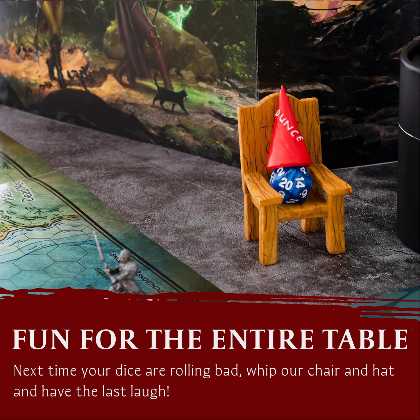 LYNX DND Dice Jail – Time Out Chair & Dunce Hat for RPG Dice