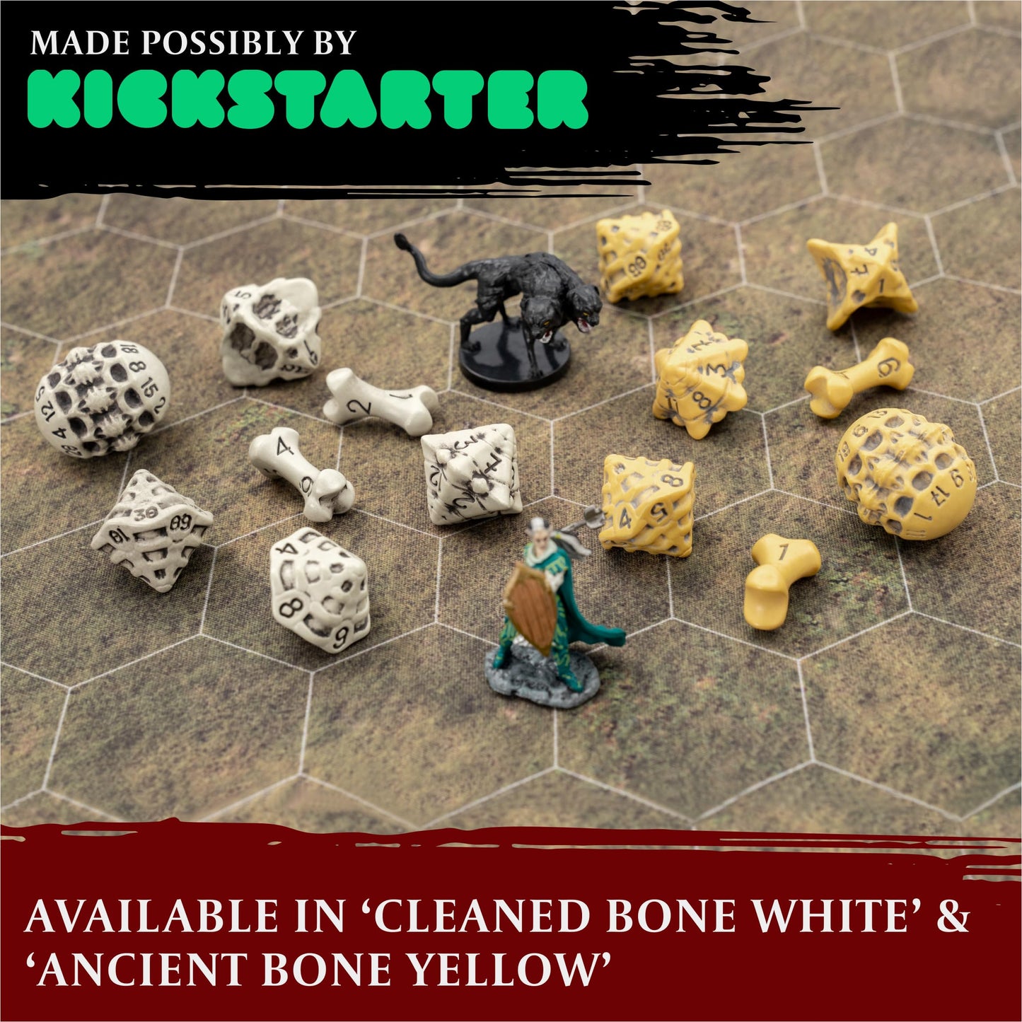 LYNX DND Dice Set – 7 Skull & Bone Polyhedral RPG Dice (White)