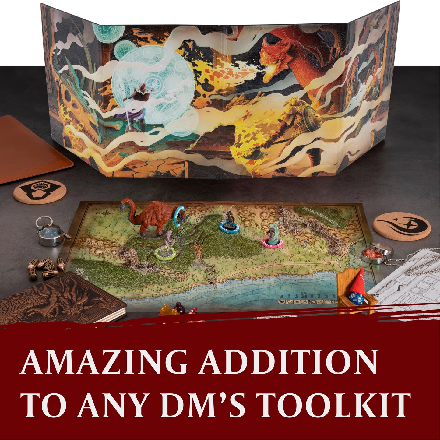 LYNX DND DM Screen 5e - 3D Faux Leather with Customizable Inserts