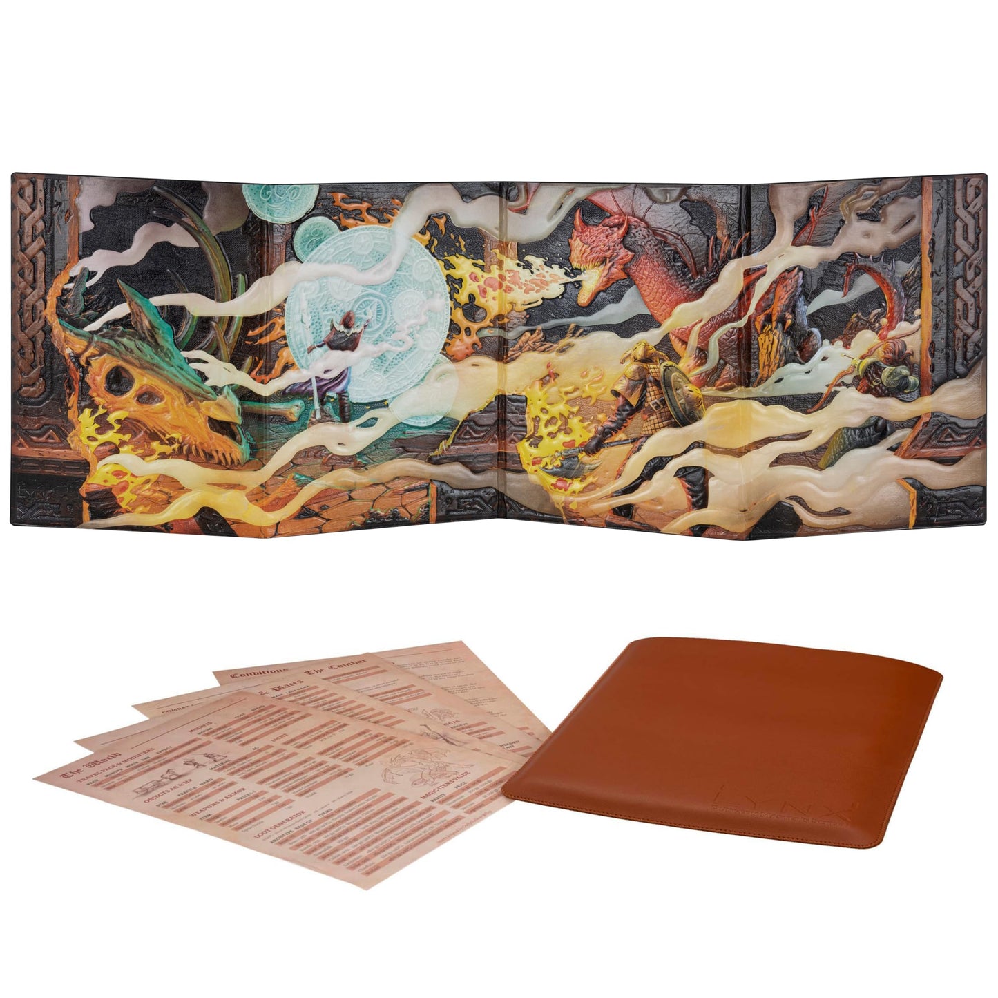 LYNX DND DM Screen 5e - 3D Faux Leather with Customizable Inserts