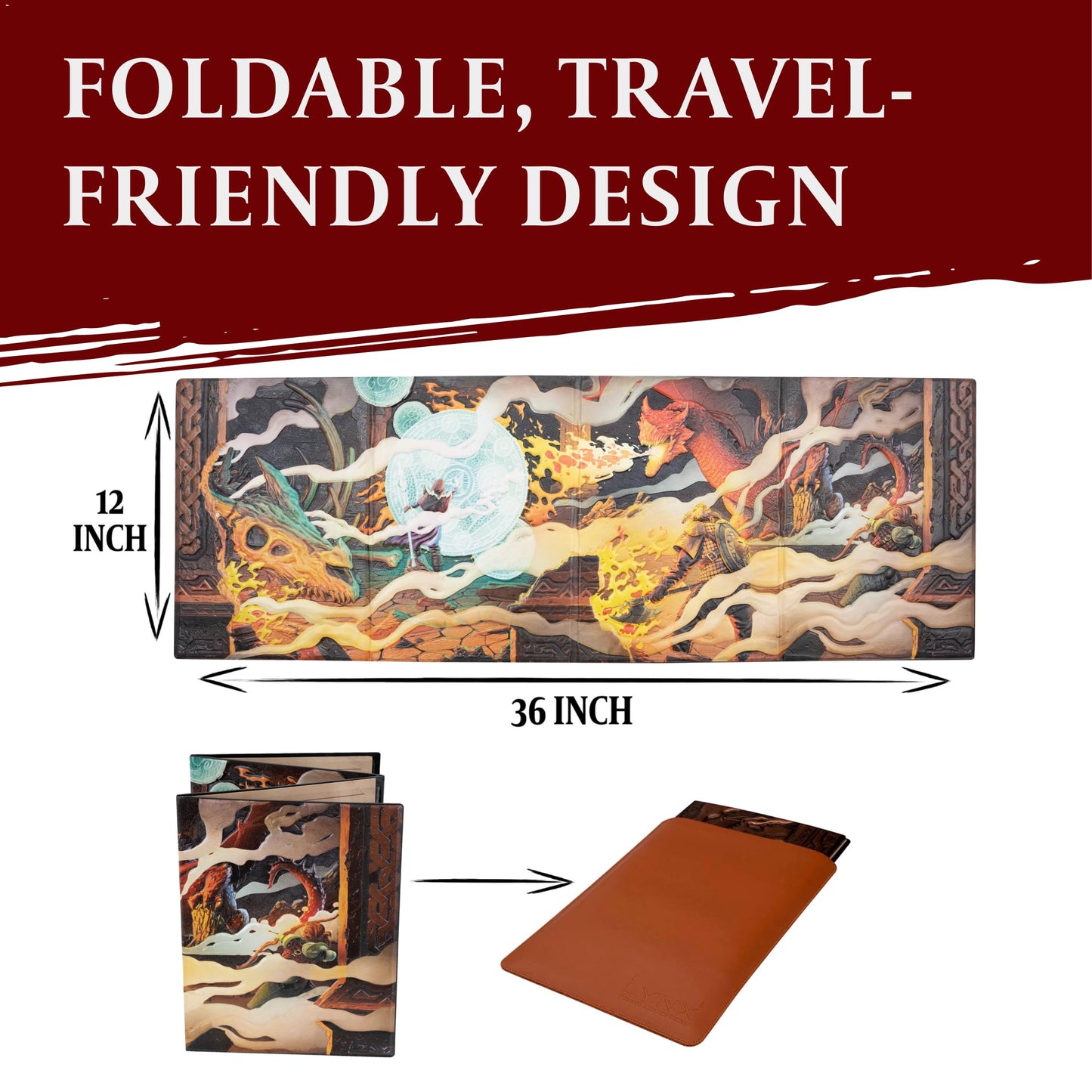 LYNX DND DM Screen 5e - 3D Faux Leather with Customizable Inserts