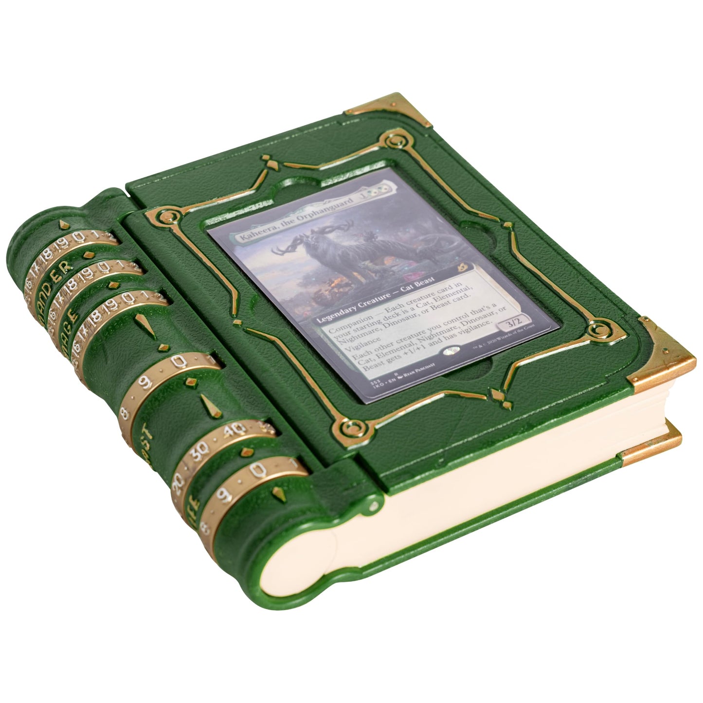 LYNX MTG Commander EDH Command Zone/Tray with Damage, Cast & Life Counters | Hidden Storage for up to 30 Sleeved Cards (Green)