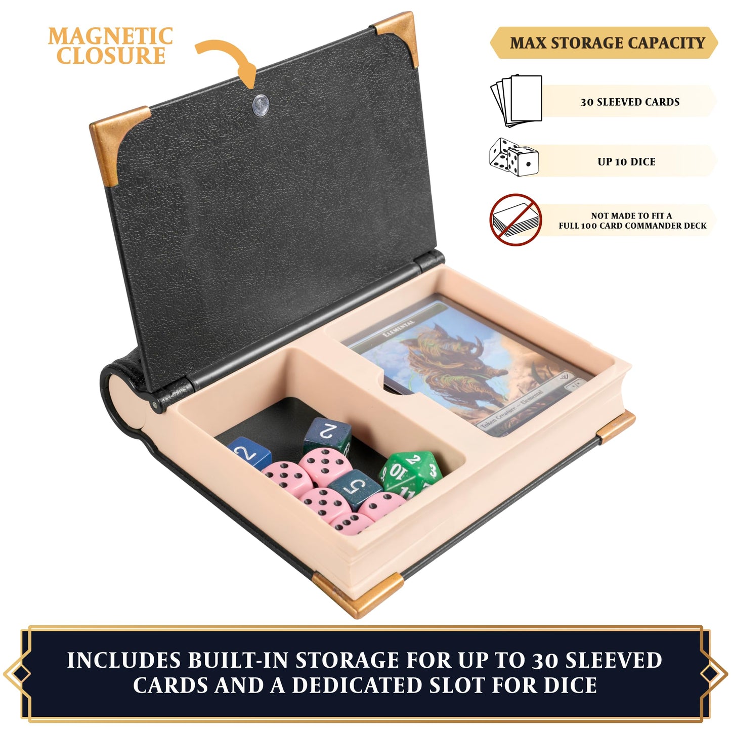 LYNX MTG Commander Codex Zone Tray with Life/Casts/Damage Dials + Dice Storage