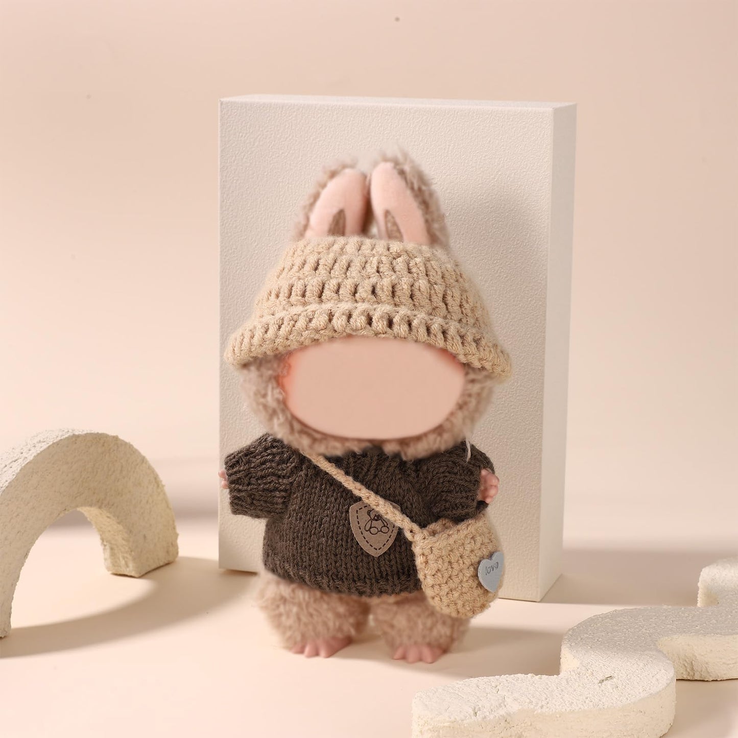 Lyreh 3-Piece Brown Doll Outfit Set for 6.7in Dolls – Hat, Sweater & Bag