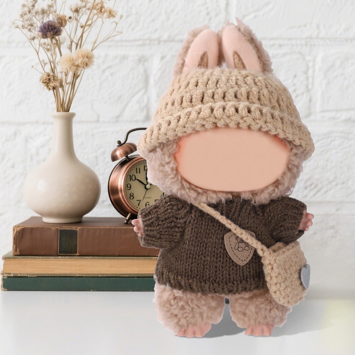 Lyreh 3-Piece Brown Doll Outfit Set for 6.7in Dolls – Hat, Sweater & Bag
