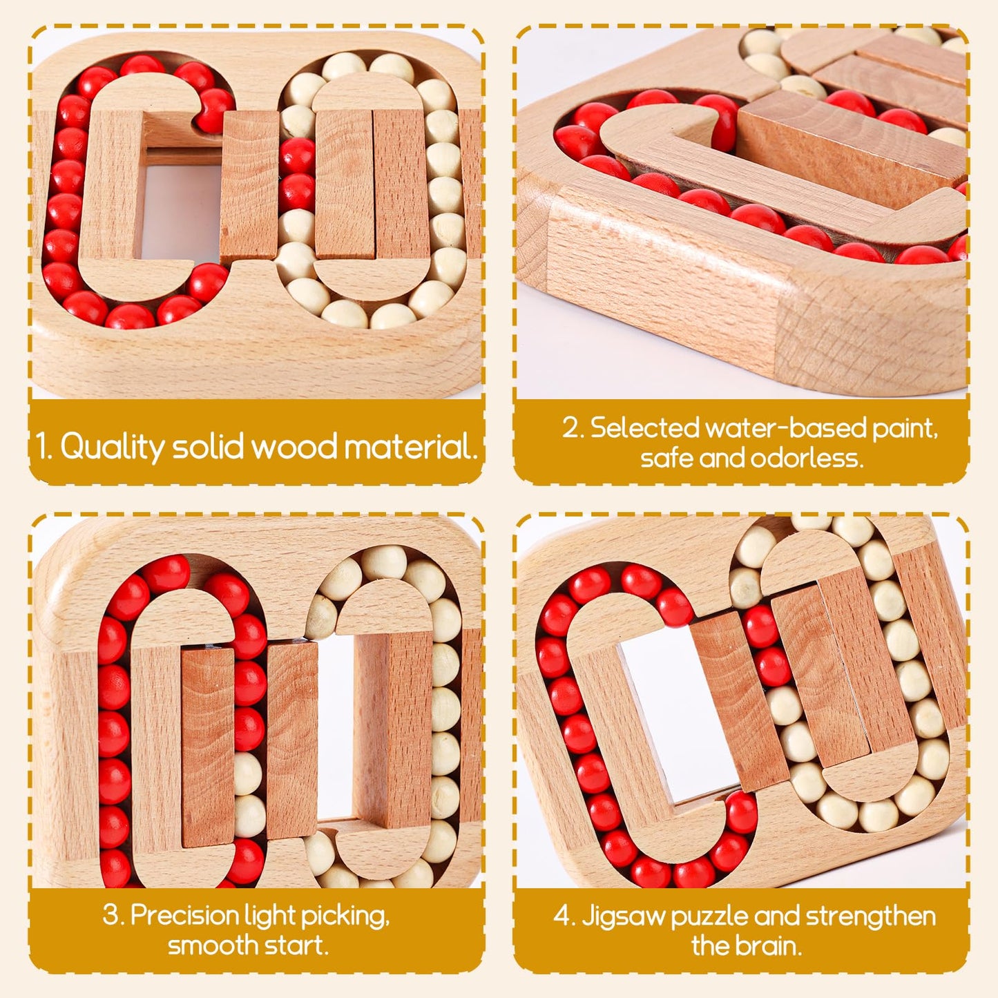 Lyreh Rotating Magic Bean Puzzle – Wooden Fidget Cube Spinner